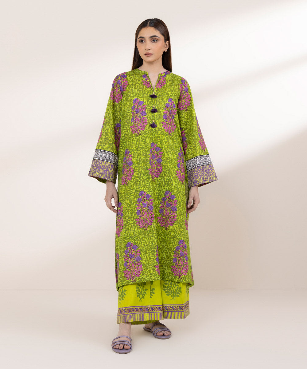Women's RTW Textured Lawn Multi Printed A-Line Shirt