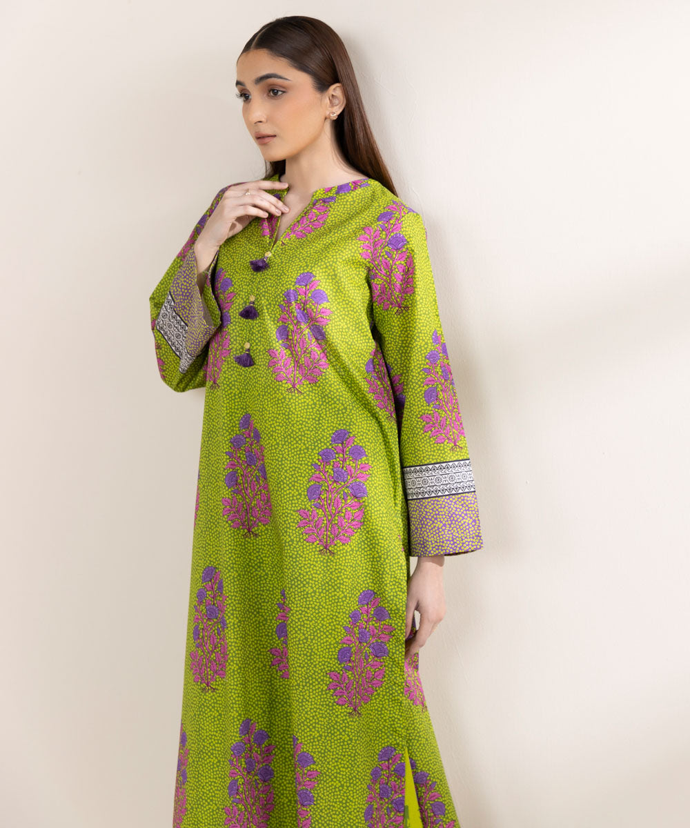 Women's RTW Textured Lawn Multi Printed A-Line Shirt