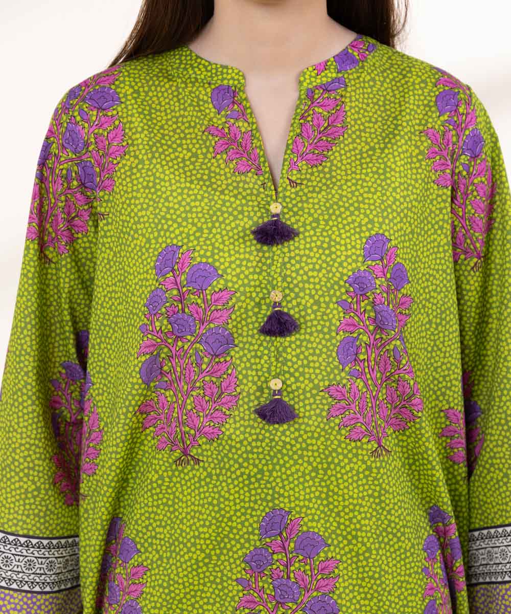 Women's RTW Textured Lawn Multi Printed A-Line Shirt