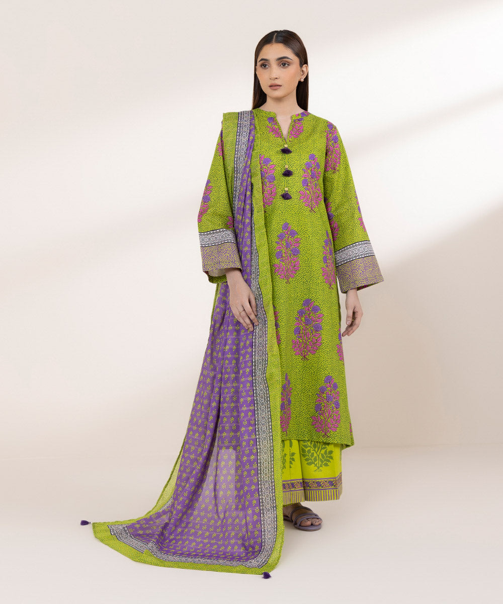 Women's RTW Textured Lawn Multi Printed A-Line Shirt