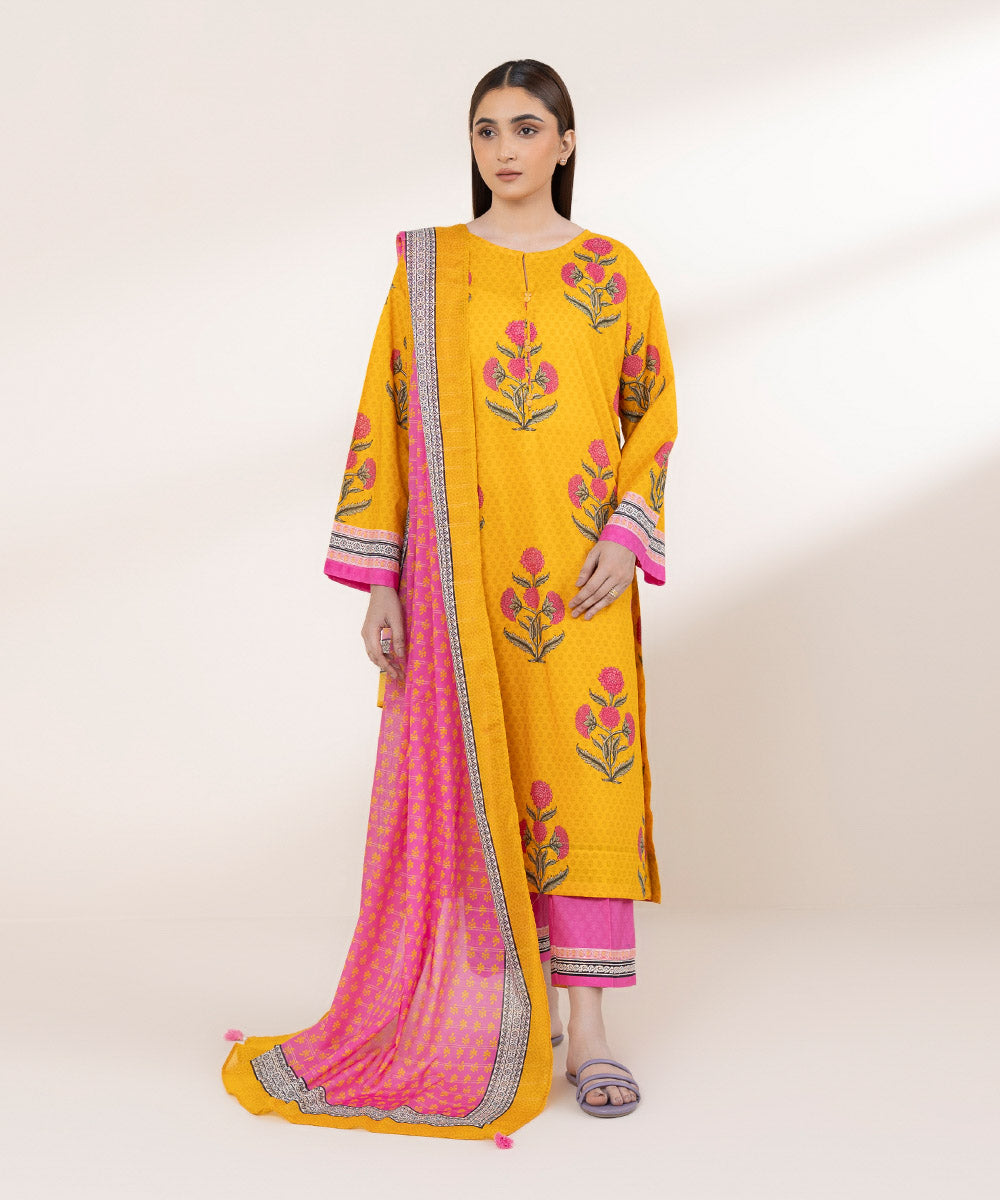 Zari Voile Pink Printed Dupatta