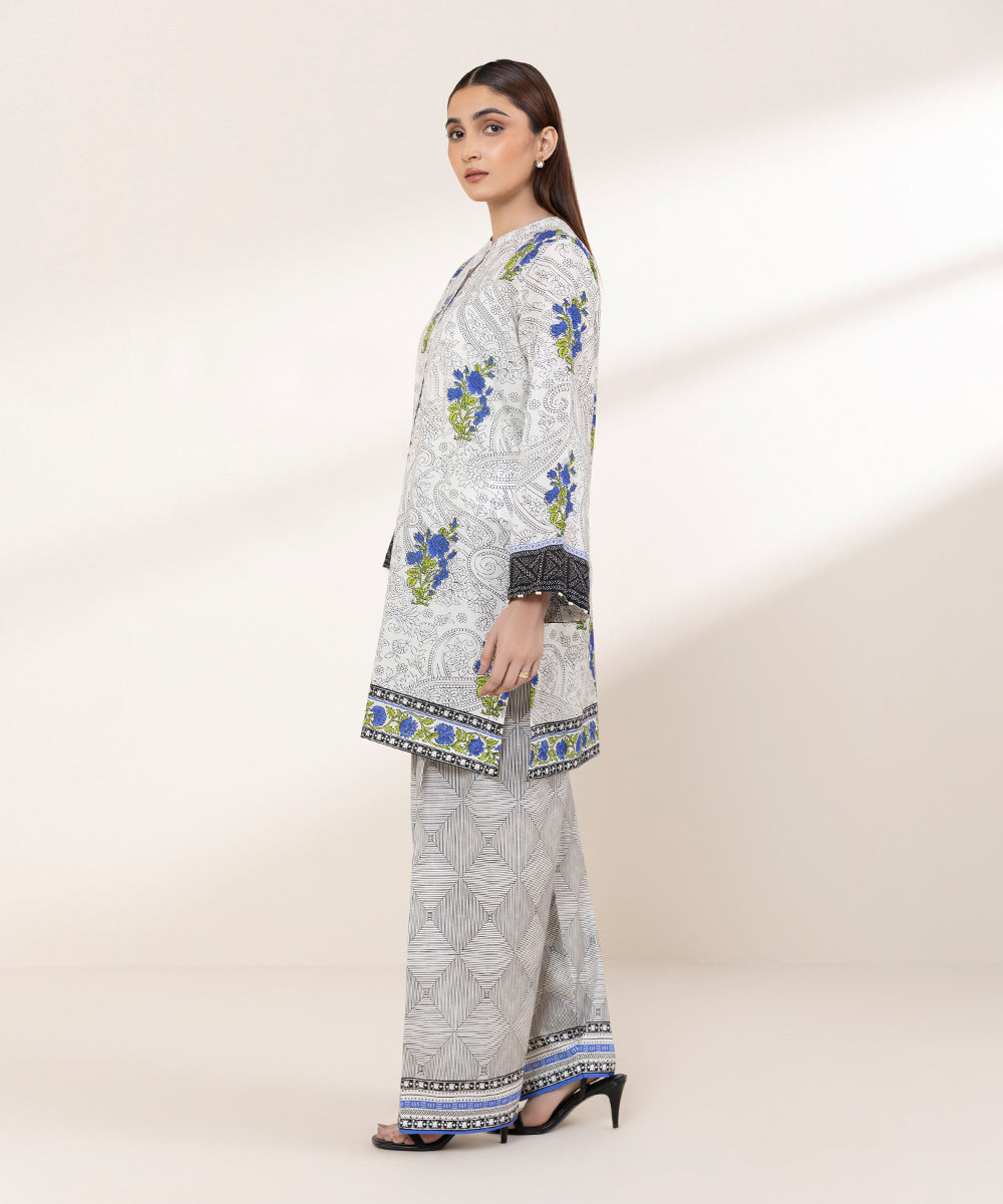 Women's RTW Textured Lawn Multi Printed A-Line Shirt
