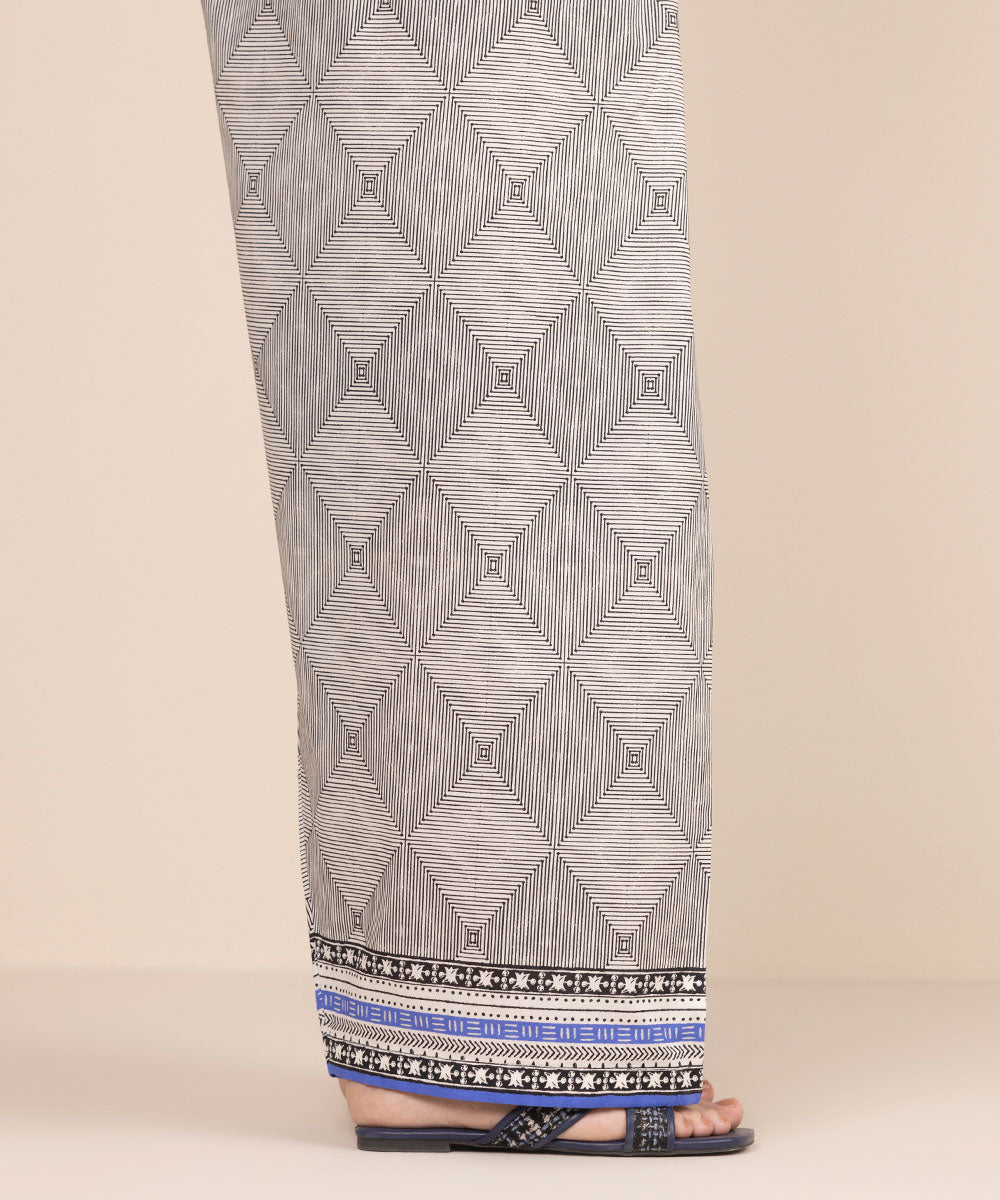 Women's RTW Cambric Grey Printed Farshi Shalwar