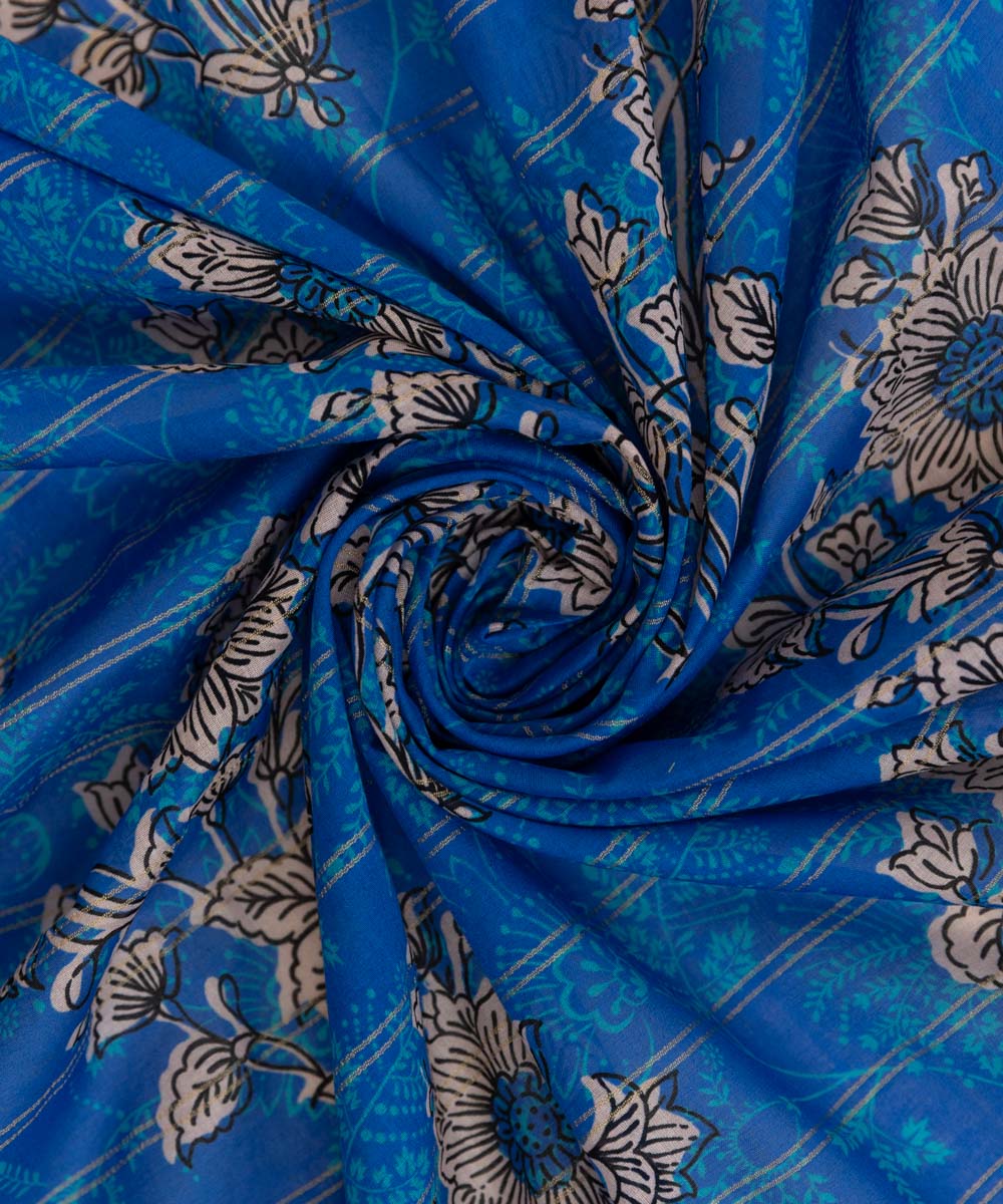 Zari Voile Blue Printed Dupatta