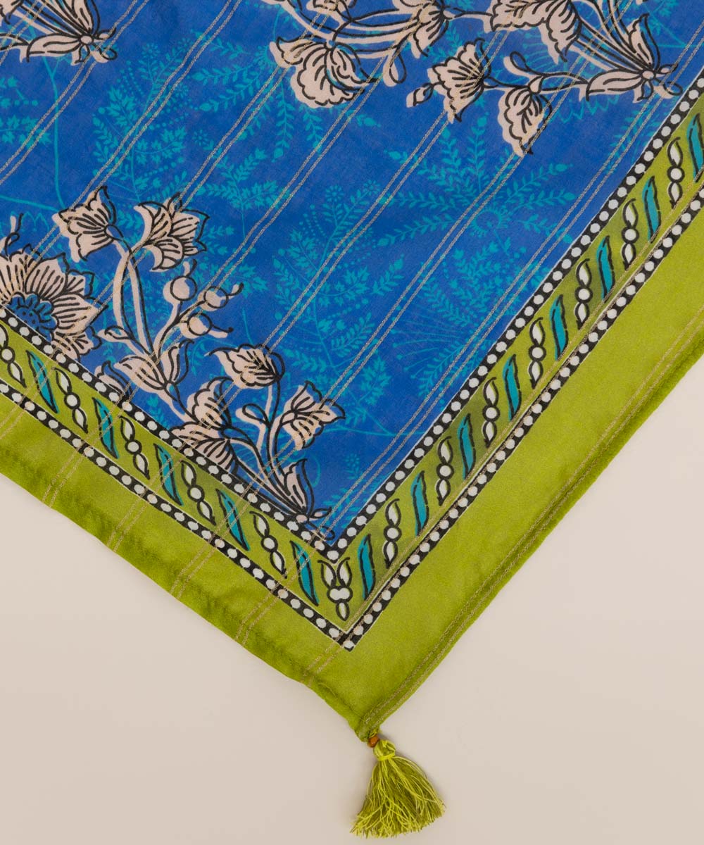 Zari Voile Blue Printed Dupatta