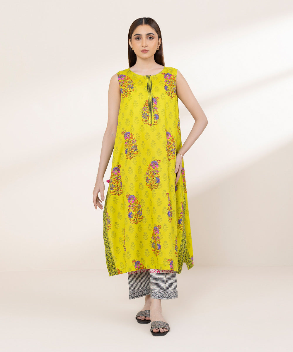 Women's RTW Textured Lawn Multi Printed A-Line Shirt
