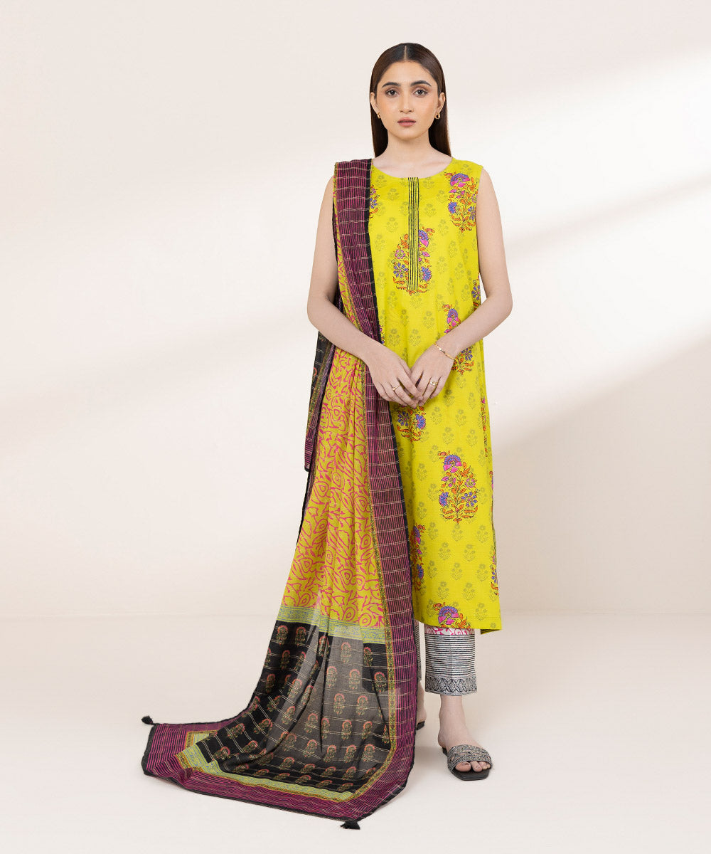 Women's RTW Textured Lawn Multi Printed A-Line Shirt
