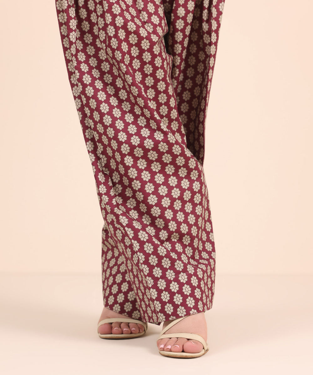 Women's RTW Cambric Purple Printed Shalwar