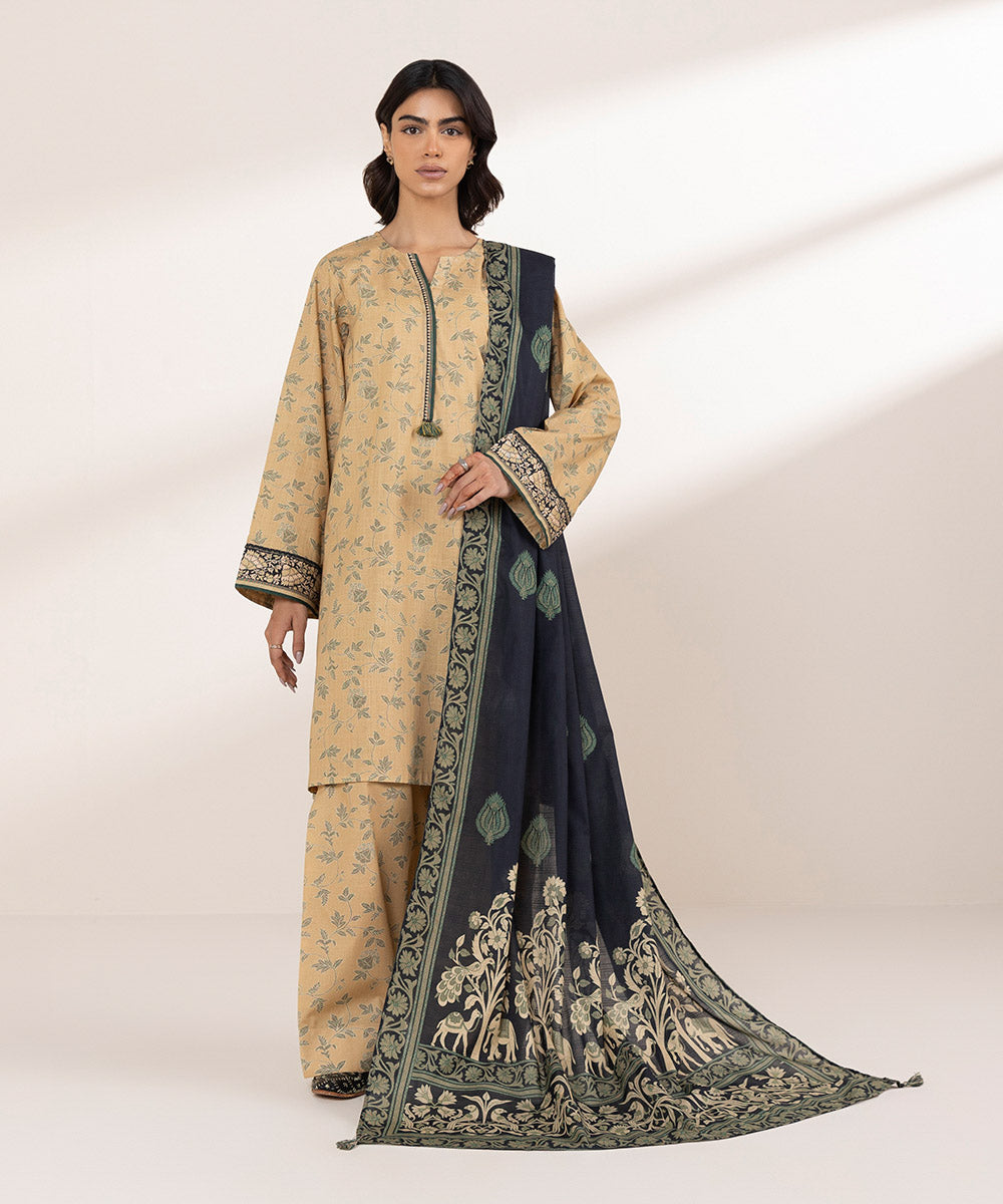 Textured Voile Black Printed Dupatta