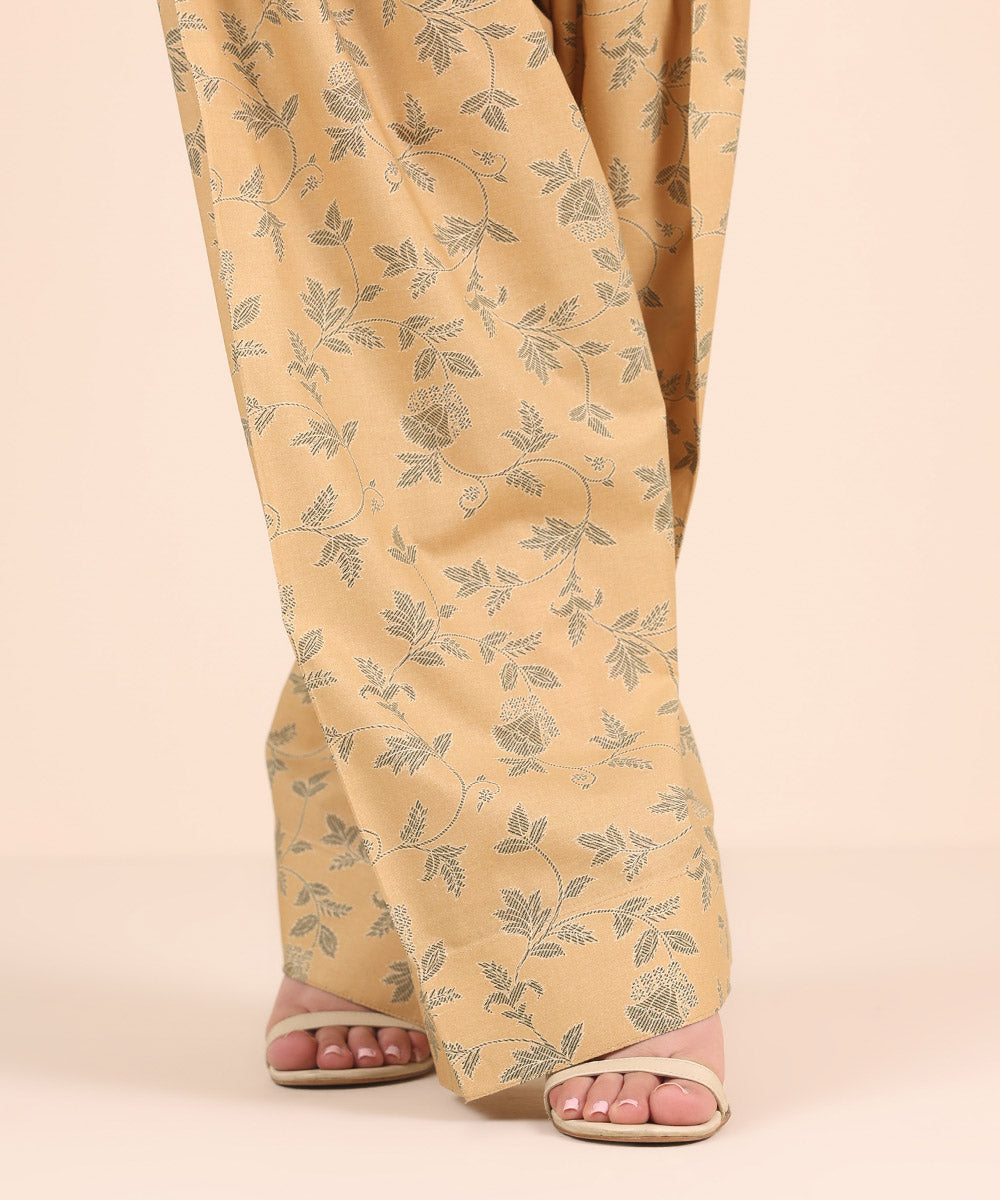 Women's RTW Cambric Beige Printed Shalwar