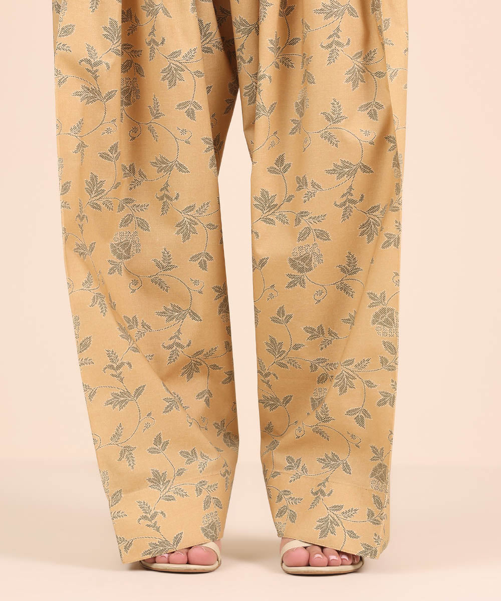 Women's RTW Cambric Beige Printed Shalwar