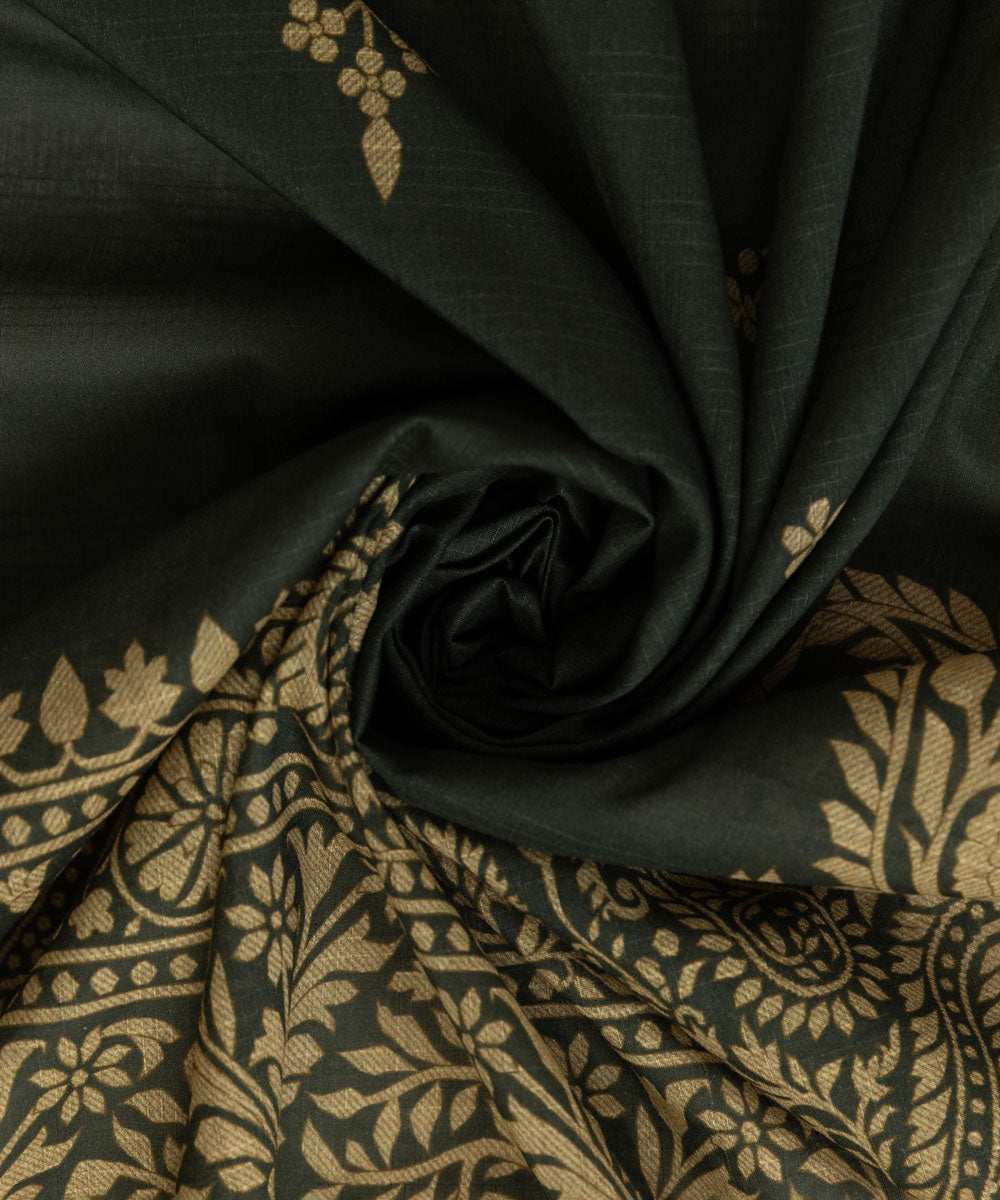Textured Voile Green Printed Dupatta