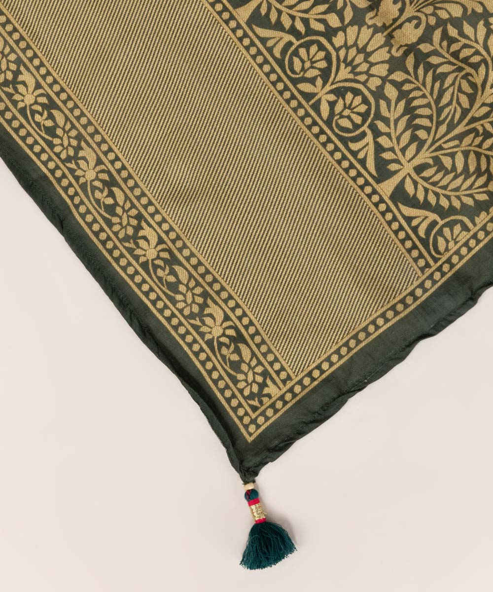 Textured Voile Green Printed Dupatta