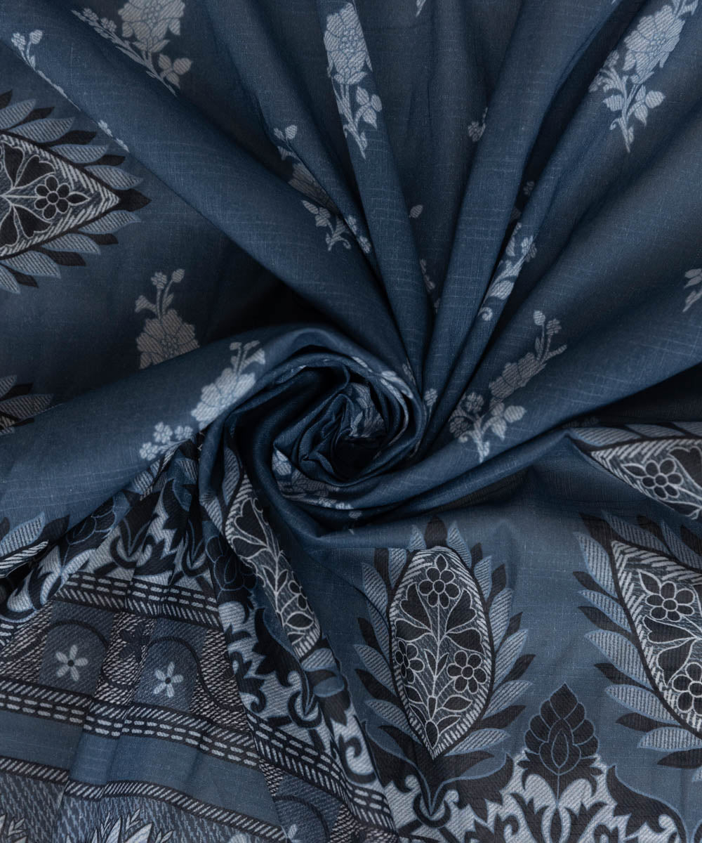 Textured Voile Blue Printed Dupatta