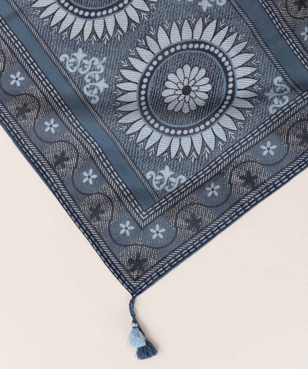 Textured Voile Blue Printed Dupatta