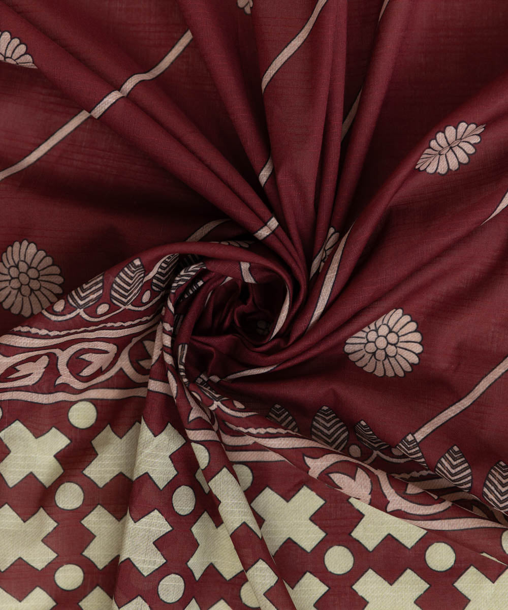 Textured Voile Red Printed Dupatta