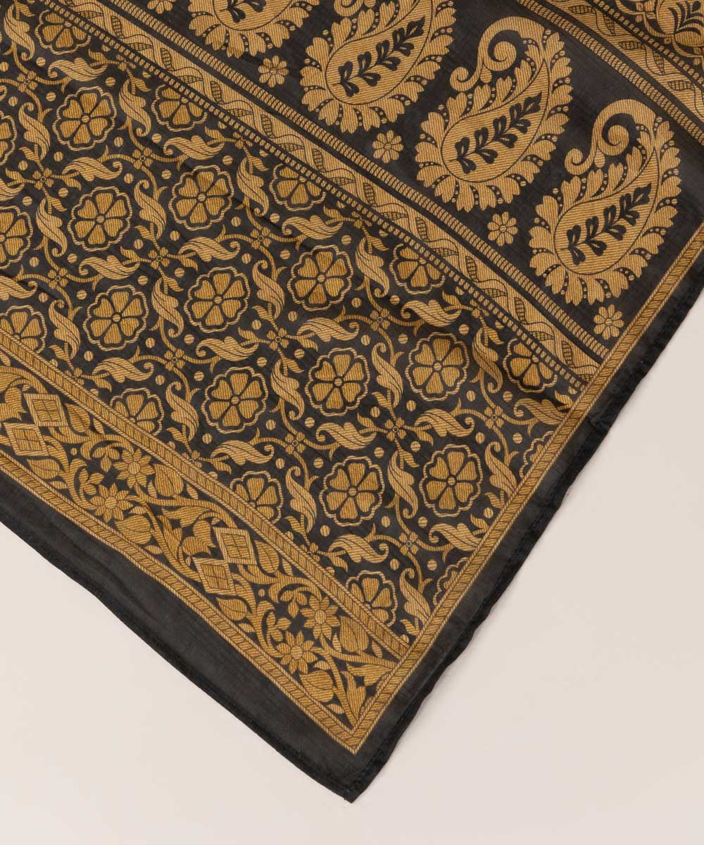Textured Voile Brown Printed Dupatta