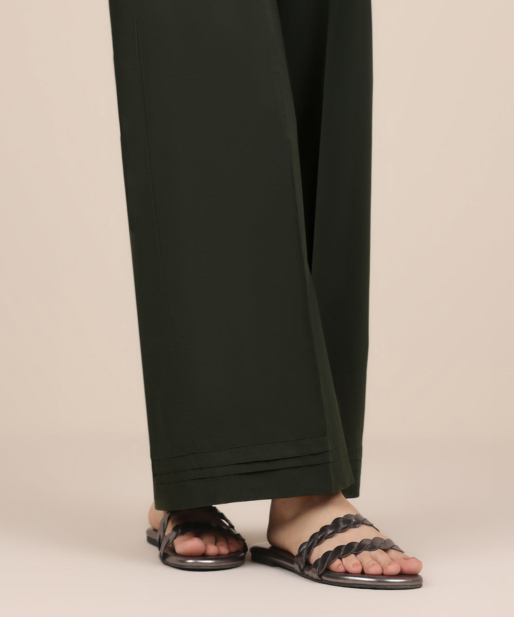 Women's RTW Cambric Green Solid Culottes