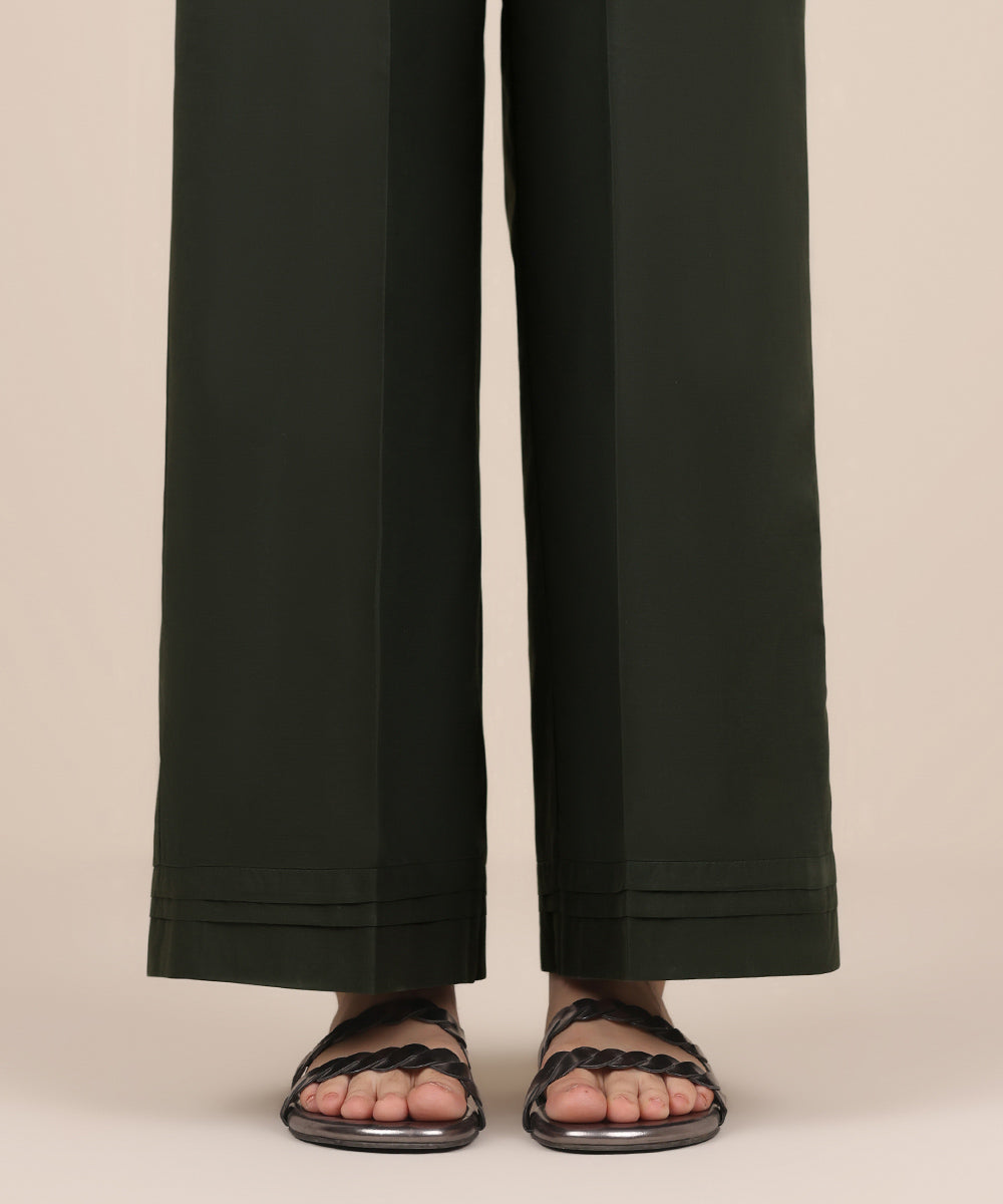 Women's RTW Cambric Green Solid Culottes