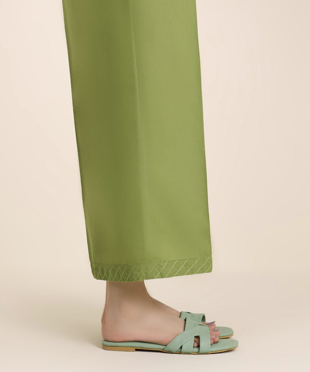 Women's RTW Cambric Green Solid Culottes