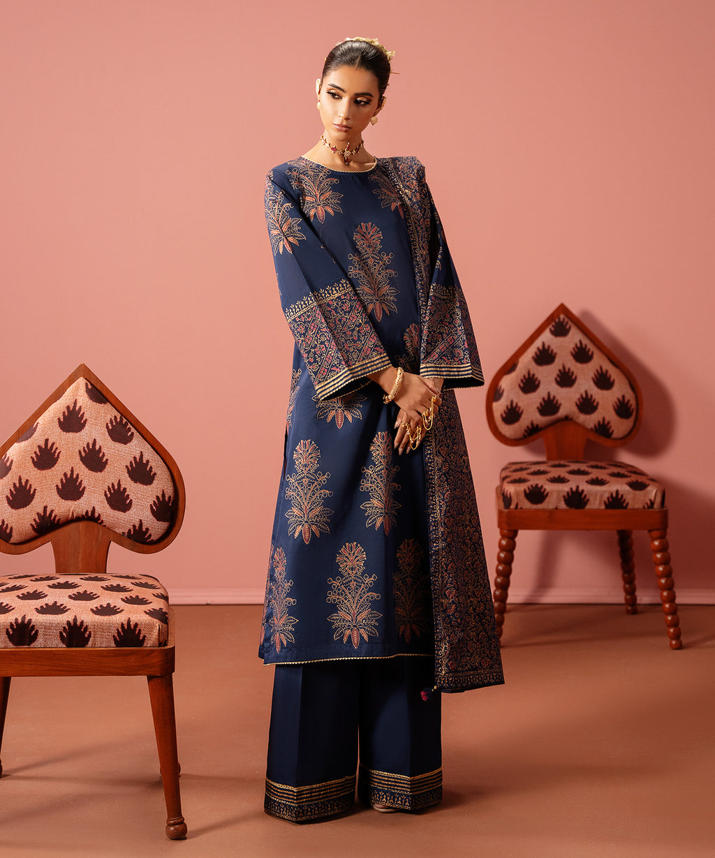 Women's RTW Lawn Blue Printed A-Line Shirt