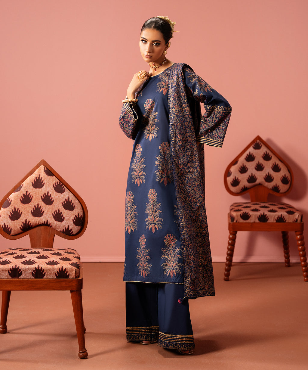 Women's RTW Cambric Blue Solid Flared Pants