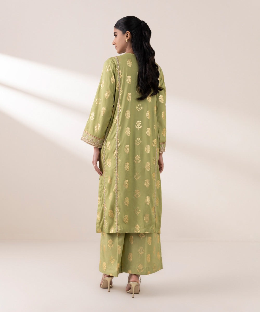 Women's Pret Arabic Lawn Green Embroidered A-Line Shirt