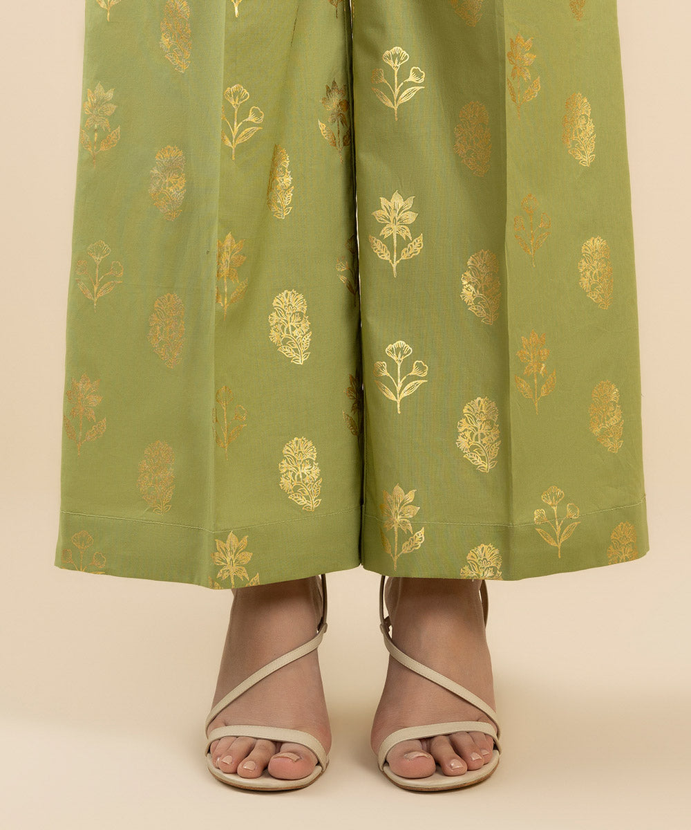 Women's Pret Cambric Green Printed Culottes