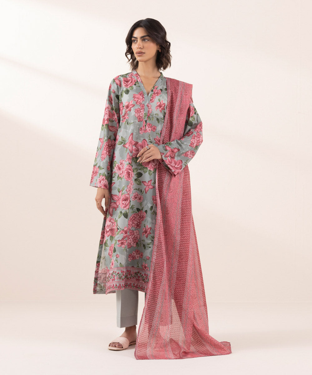 Fine Voile Pink Printed Dupatta