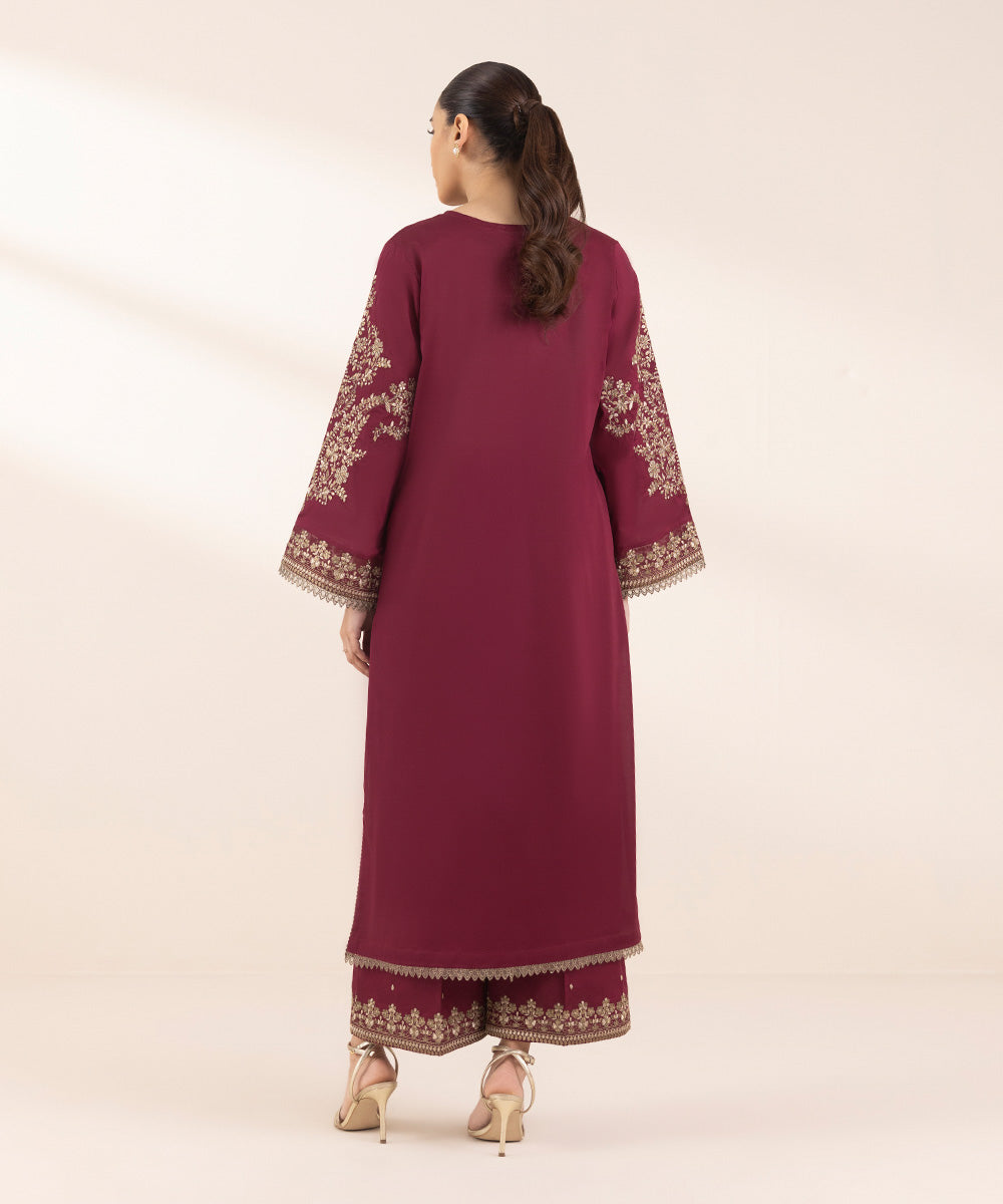 Women's Pret Lawn Embroidered Red A-Line Shirt