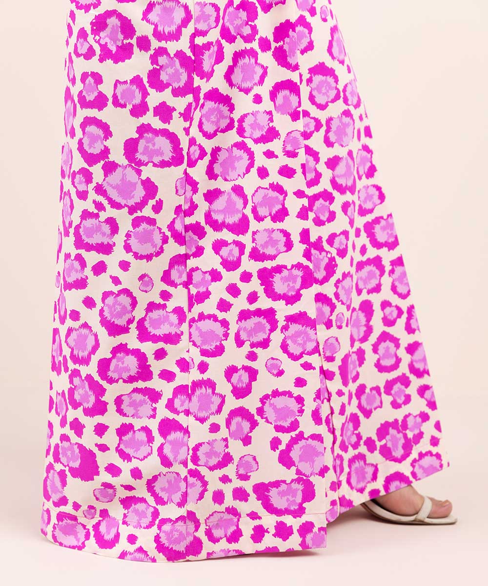 Women's Pret Cambric Pink Printed Flared Pants