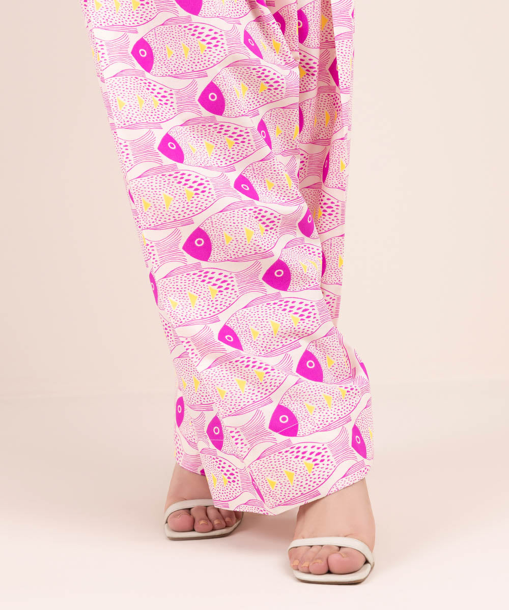 Women's Pret Cambric Pink Printed Shalwar