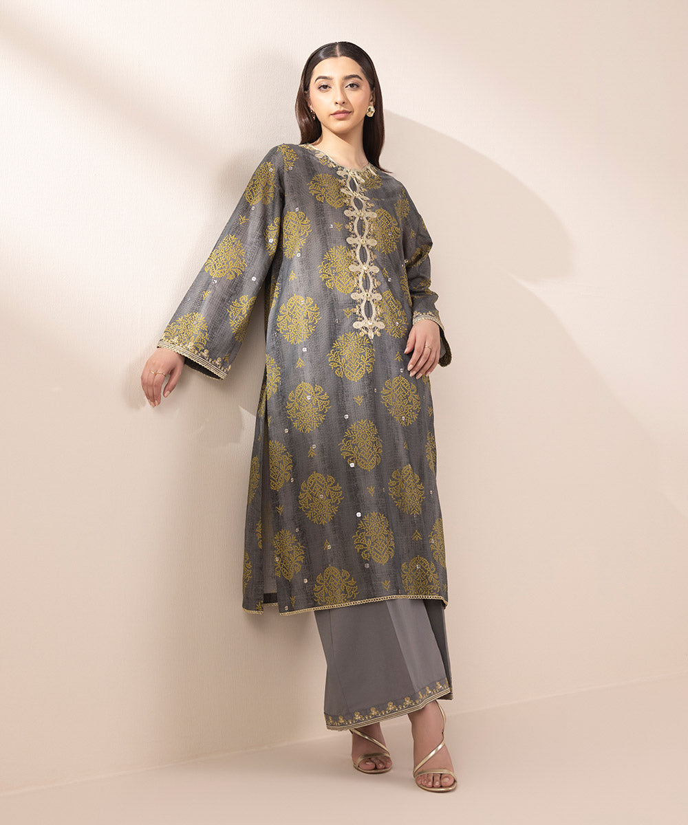 Embroidered Zari Lawn Shirt