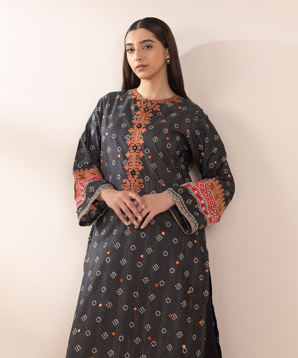 Embroidered Zari Lawn Shirt