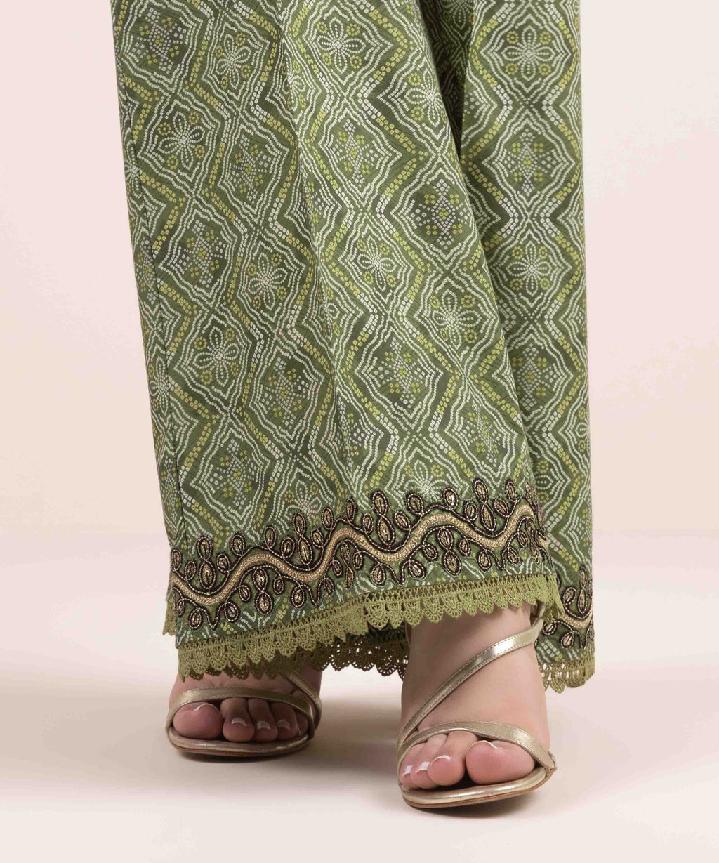 Embroidered Cambric Flared Pants