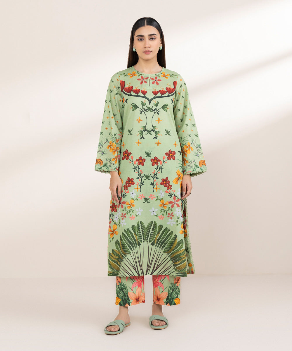 Women's Pret Lawn Printed Green A-Line Shirt