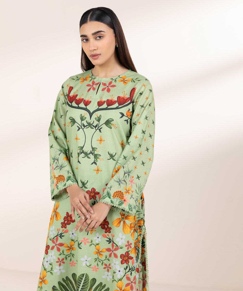 Women's Pret Lawn Printed Green A-Line Shirt