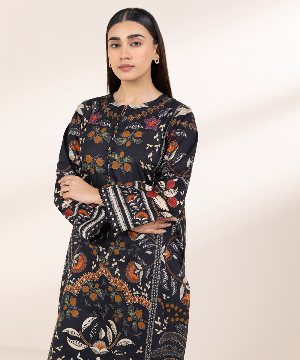 Women's Pret Lawn Printed Black A-Line Shirt