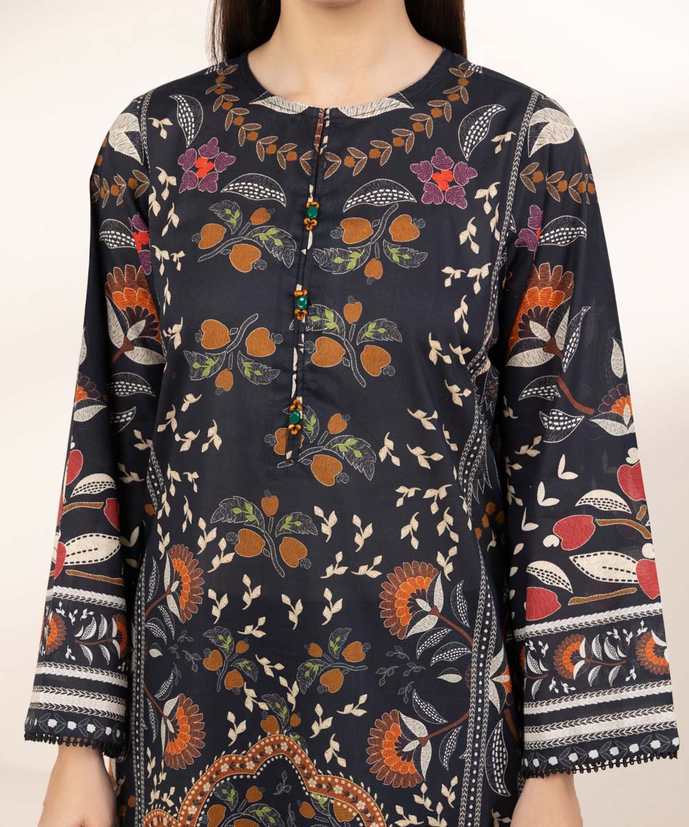 Women's Pret Lawn Printed Black A-Line Shirt