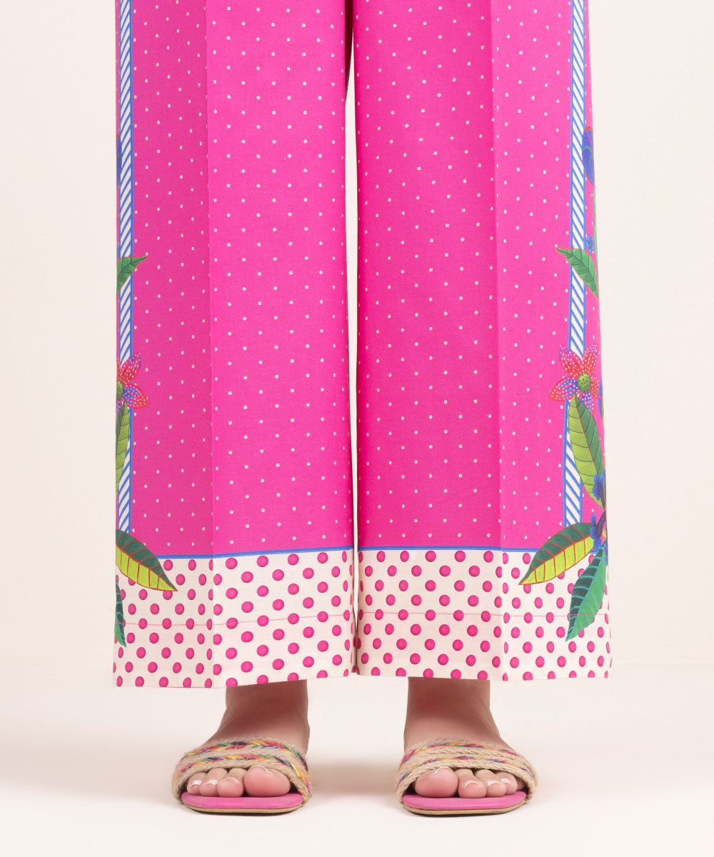 Women's Pret Cambric Pink Printed Culottes