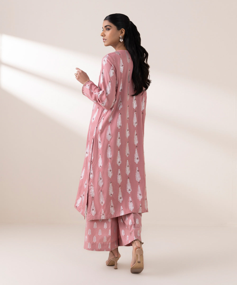 Women's Pret Arabic Lawn Pink Embroidered A-Line Shirt