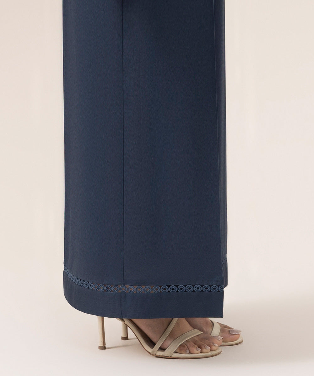 Women's Pret Cambric Blue Solid Culottes