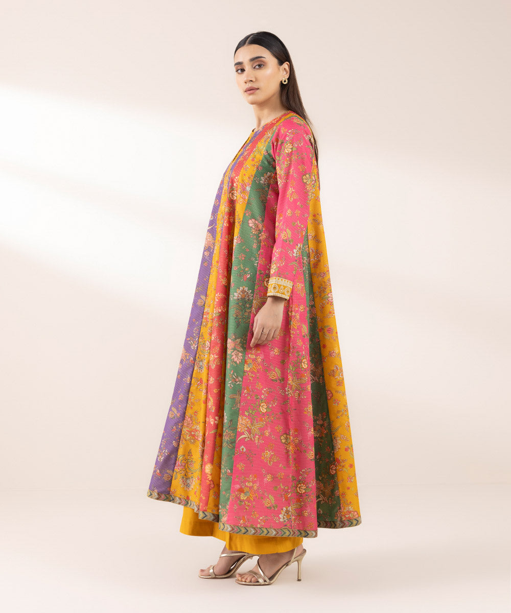 Women's Pret Zari Lawn Multi Embroidered Panelled A-Line Frock