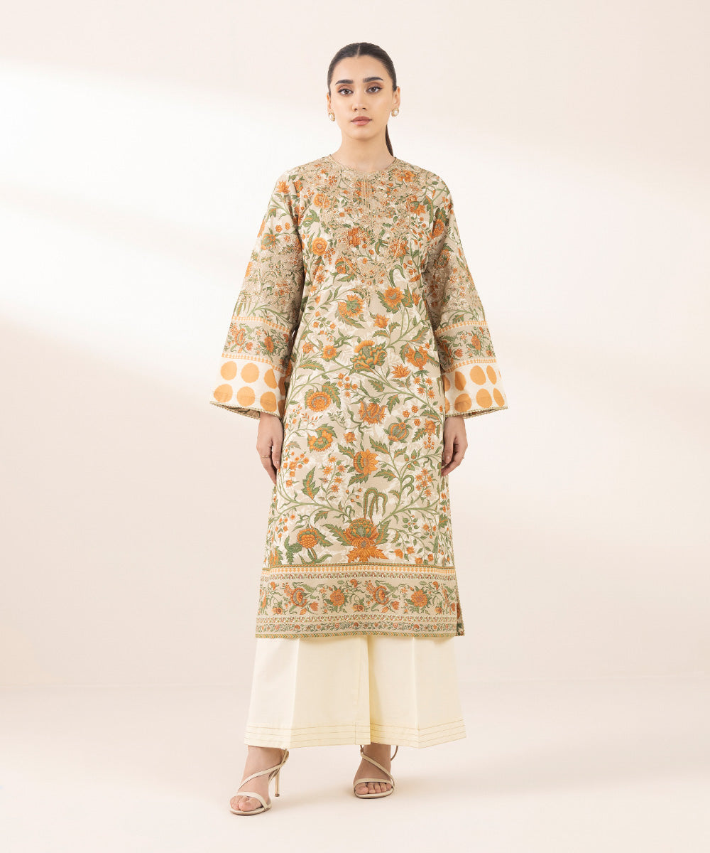 Women's Pret Zari Lawn Multi Embroidered A-Line Shirt