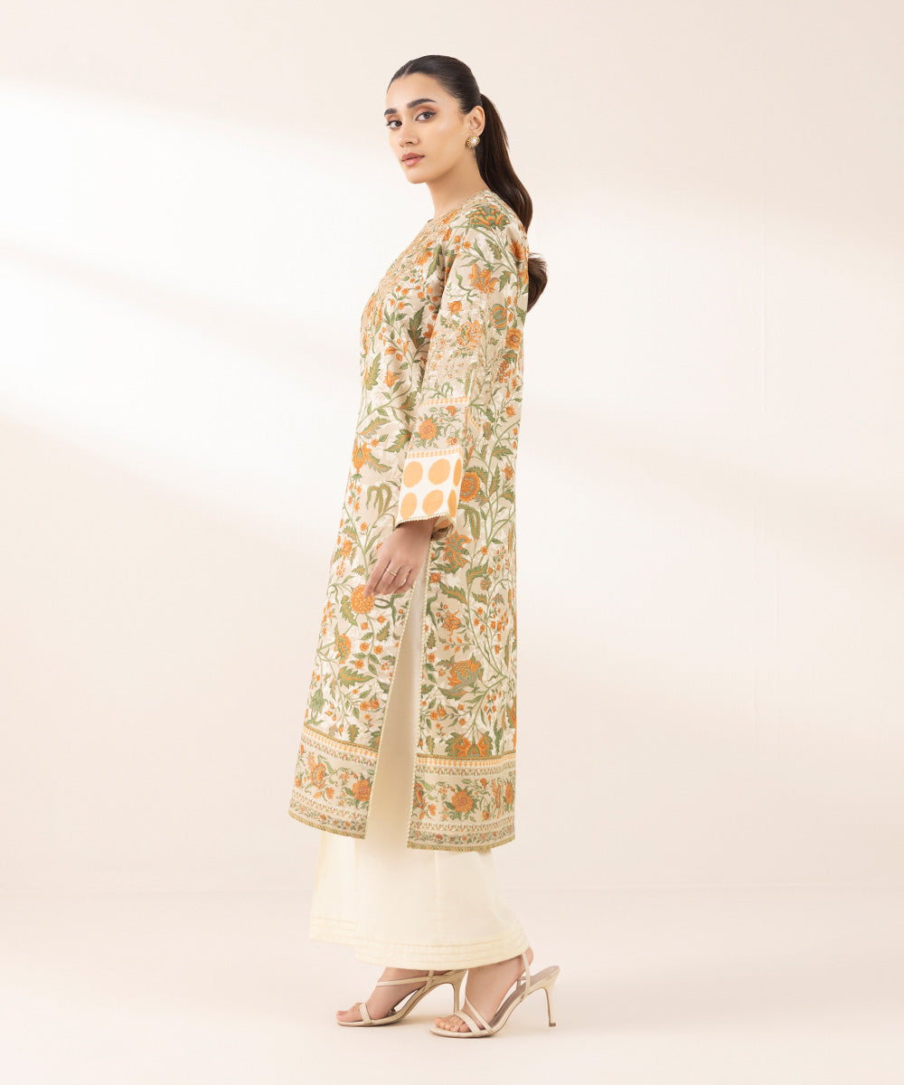 Women's Pret Zari Lawn Multi Embroidered A-Line Shirt