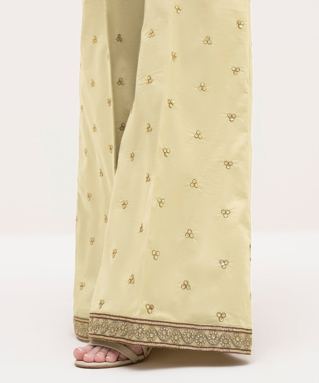 Embroidered Cambric Flared Pants