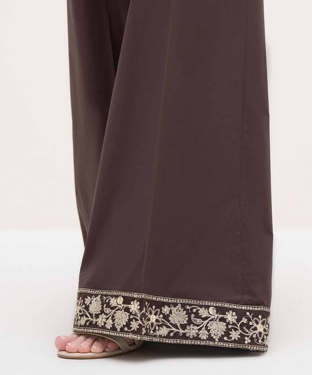 Embroidered Cambric Flared Pants