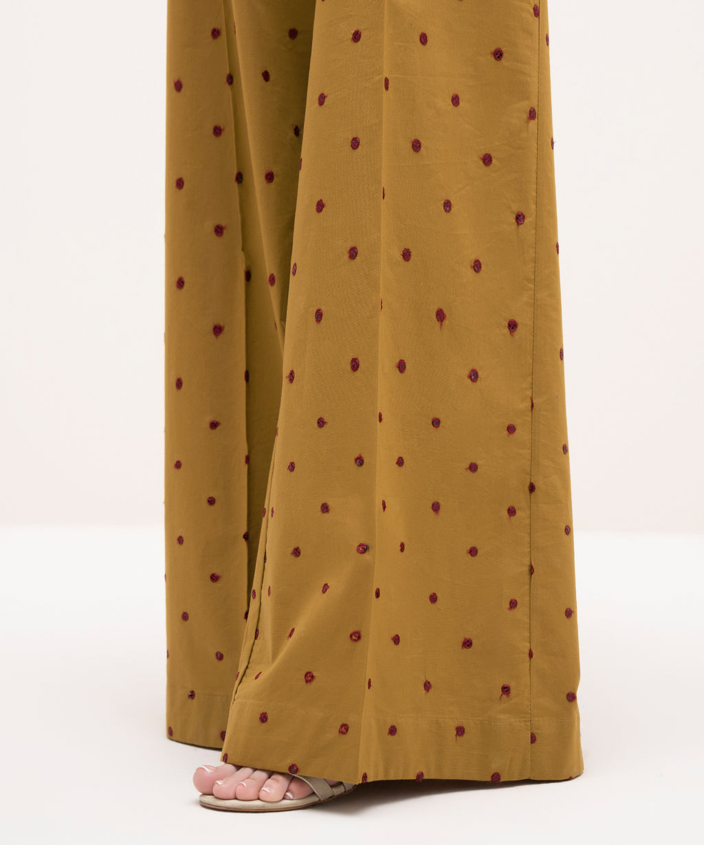 Embroidered Cambric Flared Pants