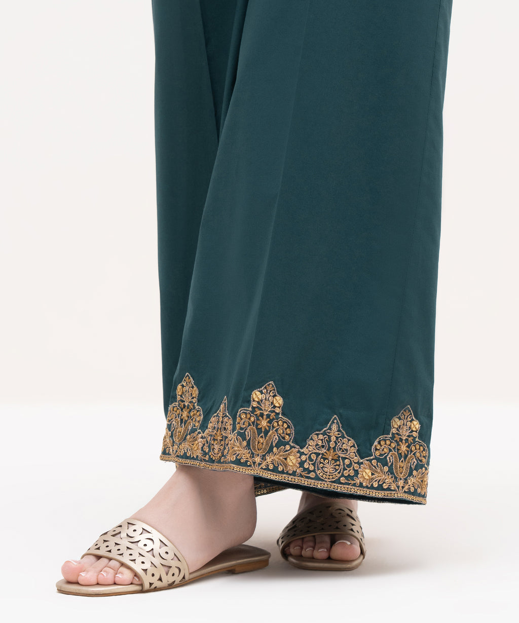 Embroidered Cambric Flared Pants