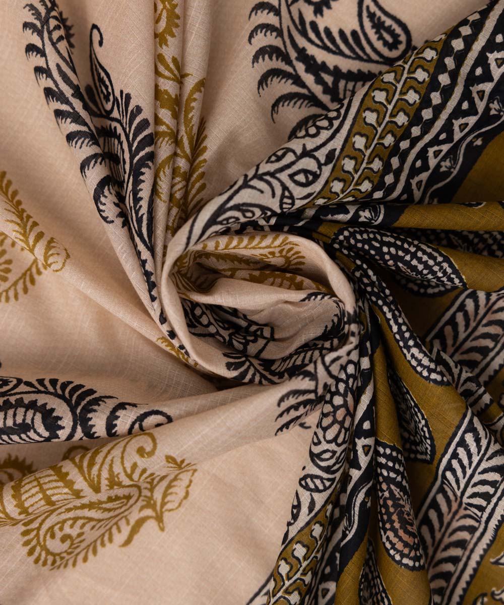 Textured Voile Beige Printed Dupatta